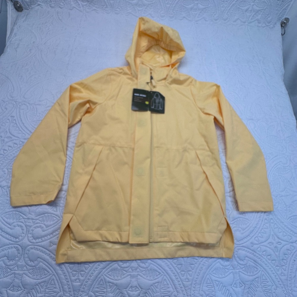 Ozark Trail Girls Rain Jacket Lantern Yellow Hooded Windproof Size L 10-12 NWT